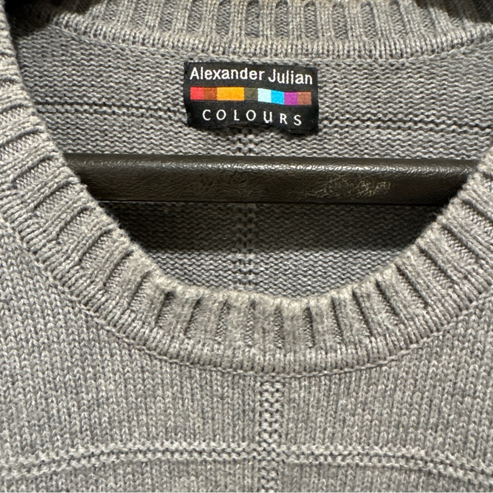 Alexander Julian Colours Mens Gray Chevron Knit Pullover Sweater Sz XL Luxury - Picture 3 of 8